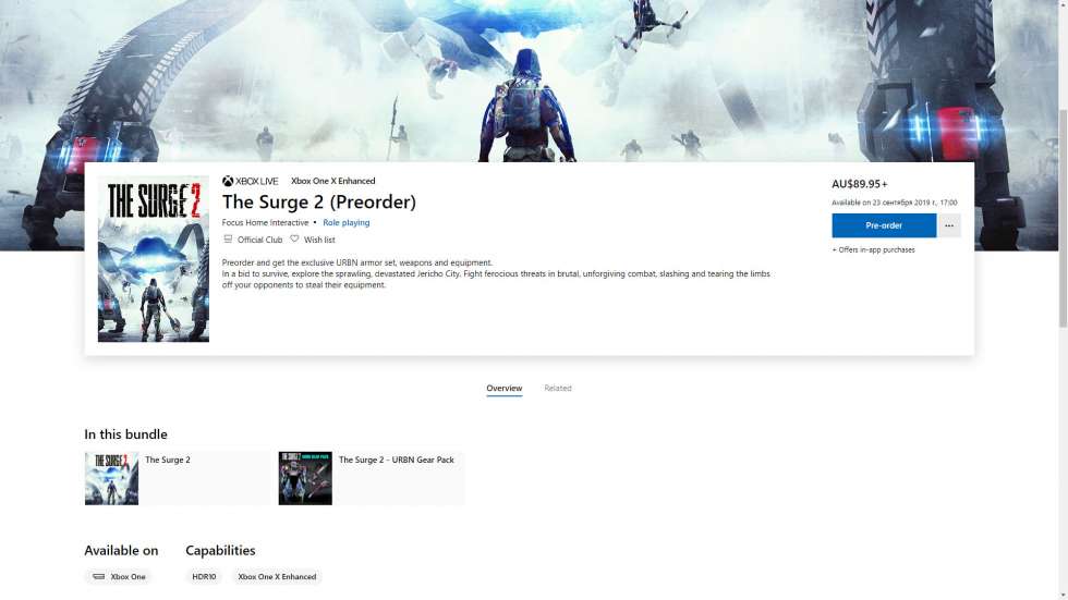 Релиз The Surge 2 состоится в Сентябре, если верить Microsoft