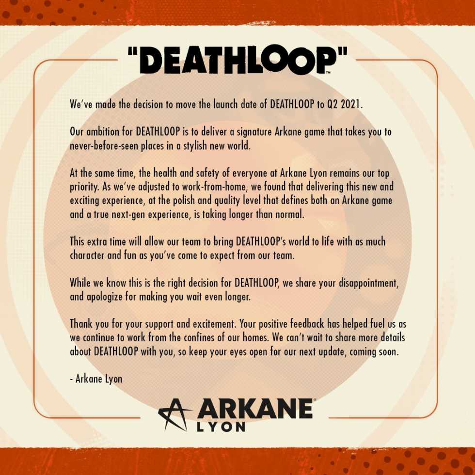Deathloop от Arkane Studios перенесена на 2021 год
