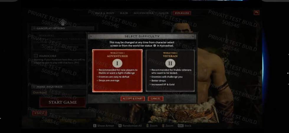 Утечка: экран создания персонажа из альфа-версии Diablo IV