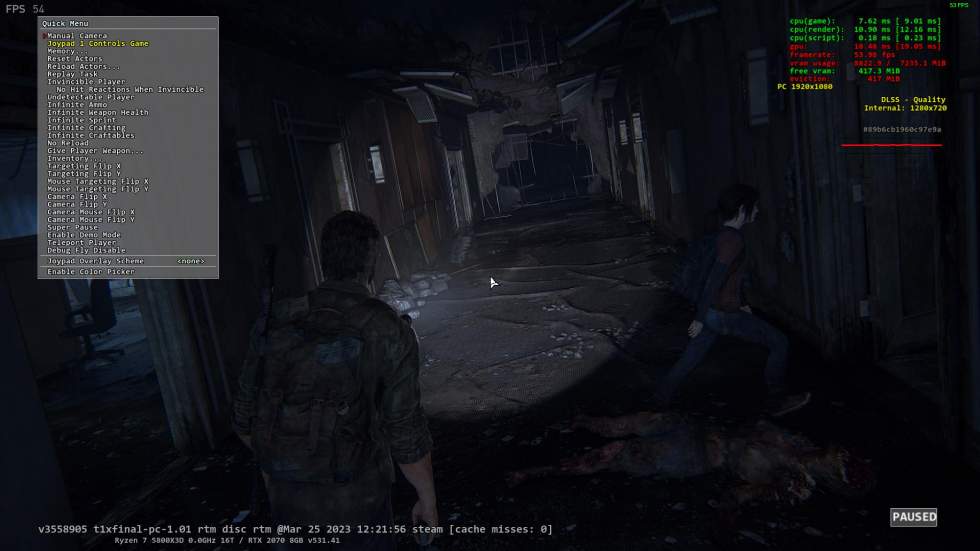 В The Last of Us Part I разблокировали консоль разработчиков