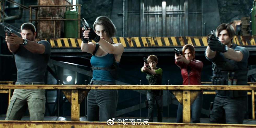 Леон, Джилл, Крисс и Клэр на провом Resident Evil: Death Island, премь