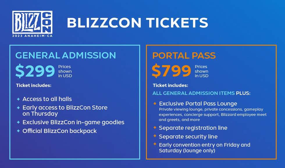 Билеты на BlizzCon 2023 обойдутся в 299 или 799 долларов