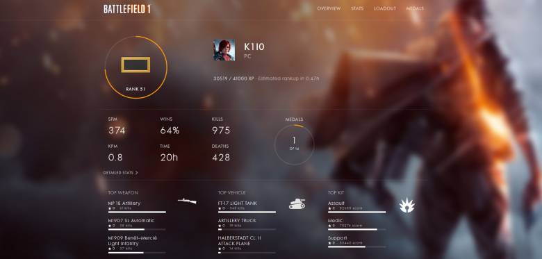 Battlefield 1 - Страница вашей «карьеры» в Battlefield - screenshot 2