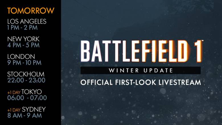 Battlefield 1 - Дружеское напоминание - сегодня DICE расскажут о Зимнем обновлении Battlefield 1 - screenshot 1