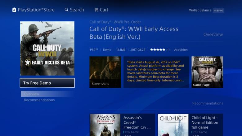 Call Of Duty: WWII - Бета-версия Call of Duty: WWII доступна бесплатно в Гонконгском PSN - screenshot 1