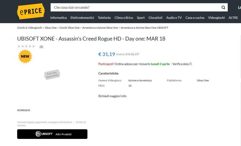 Ubisoft - Слух: В 2018 году на PS4 и Xbox One выйдет Assassin's Creed: Rogue HD - screenshot 1