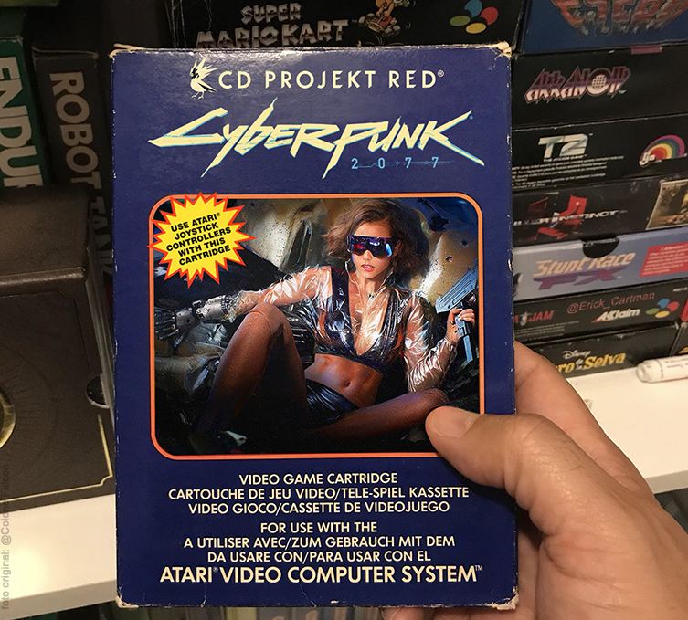 Так бы мог выглядеть бокс-арт Cyberpunk 2077 для Atari 2600