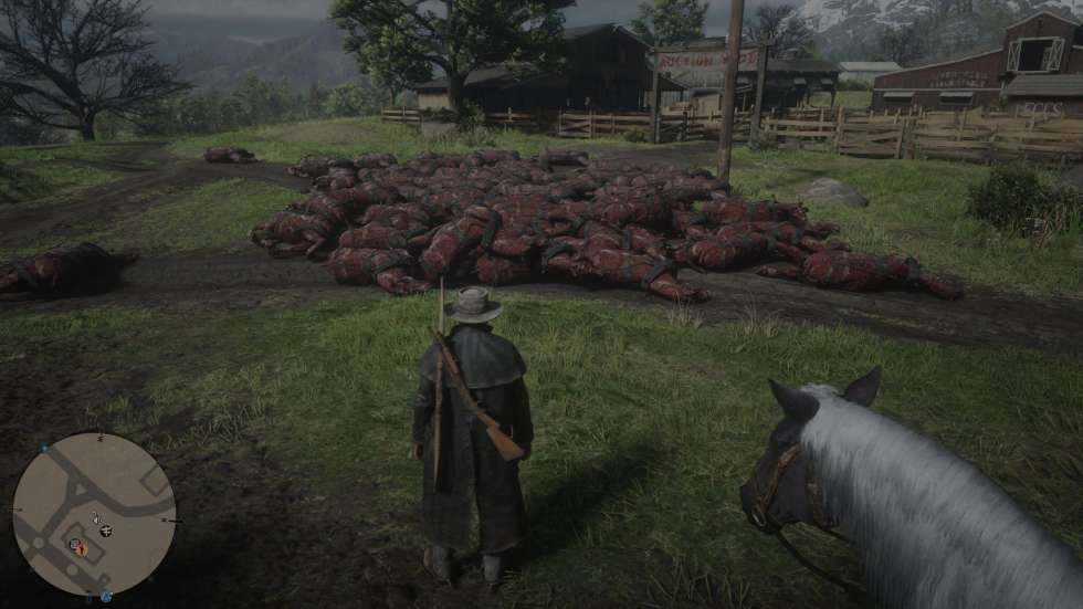 Новый баг в Red Dead Online множит туши сожженных лошадей