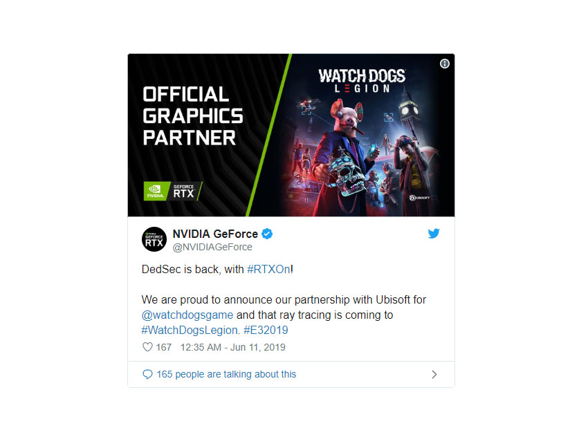Watch Dogs: Legion поддерживает трассировку лучей от Nvidia
