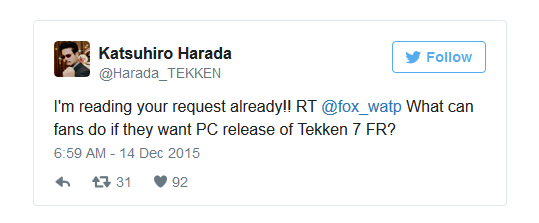 Fighting - Катсухиро Харада: Что фанаты могут делать, если они хотят PC релиз Tekken 7 FR? - screenshot 1