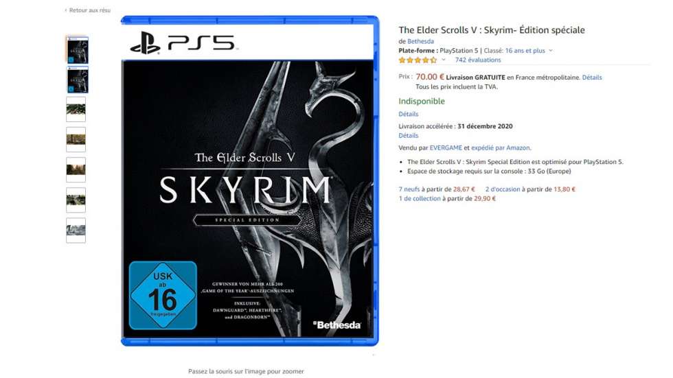 На Amazon появилась страница The Elder Scrolls V: Skyrim для PS5