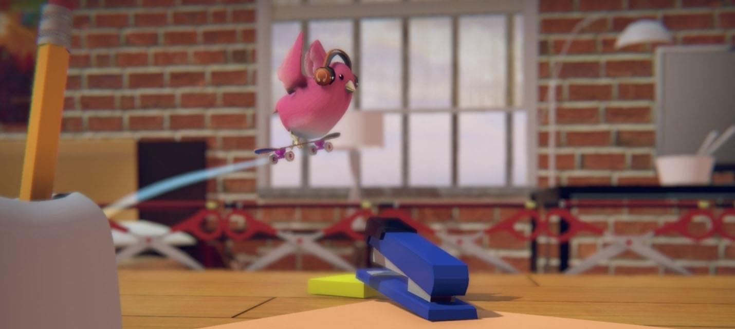 Изображение к Несколько минут геймплея аркадного симулятора SkateBIRD про маленьких птичек на скейтах в большом мире