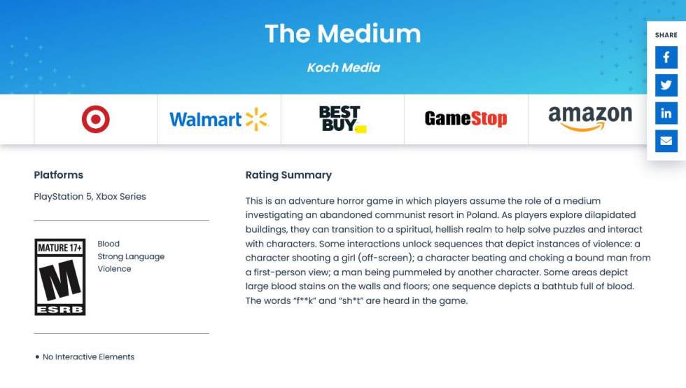 PS5-версию The Medium, эксклюзива Xbox, заметили на сайте рейтингового
