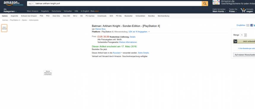 Batman: Arkham Knight - Amazon Германия слили информацию о Batman: Arkham Knight Special Edition для PS4 - screenshot 1