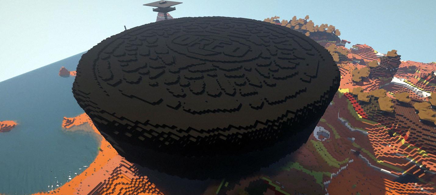 Изображение к Игрок потратил почти две недели на создание гигантской печенюшки в Minecraft