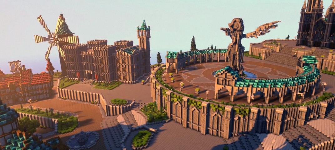 Изображение к Игроки возвели в Minecraft город из Genshin Impact в натуральную величину
