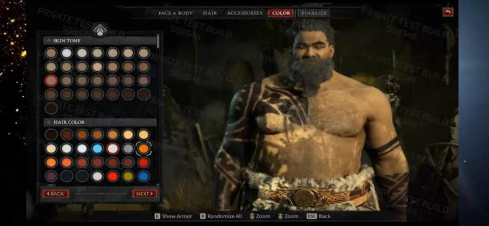 Утечка: экран создания персонажа из альфа-версии Diablo IV