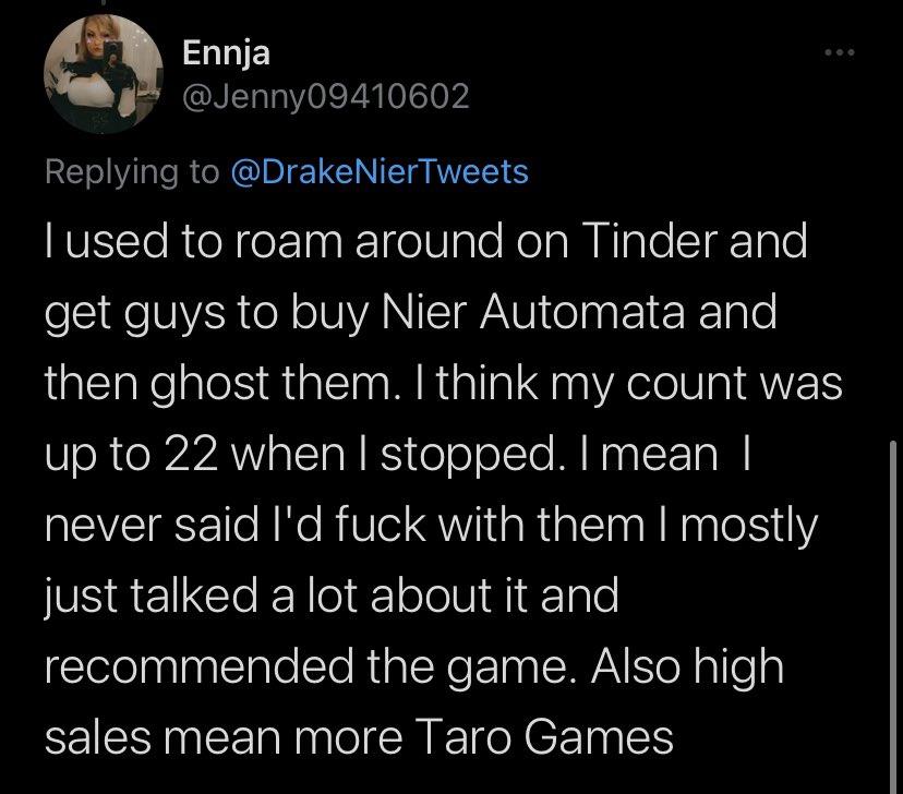 Platinum Games - Девушка убедила более двух десятков мужчин в Tinder купить Nier: Automata - screenshot 1
