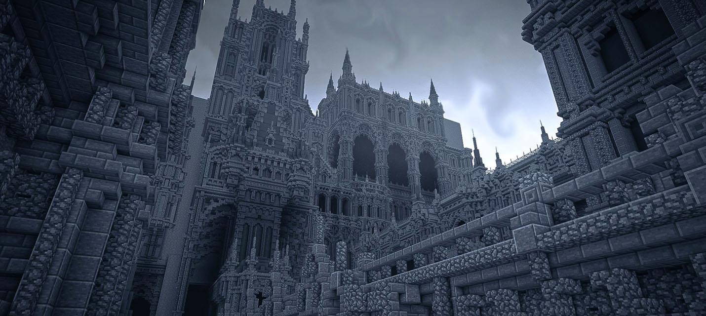 Изображение к В Minecraft строят готический город, вдохновленный Ярнамом из Bloodborne