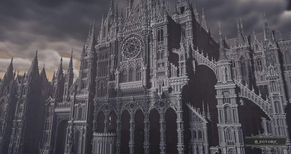 В Minecraft строят город в стиле Bloodborne