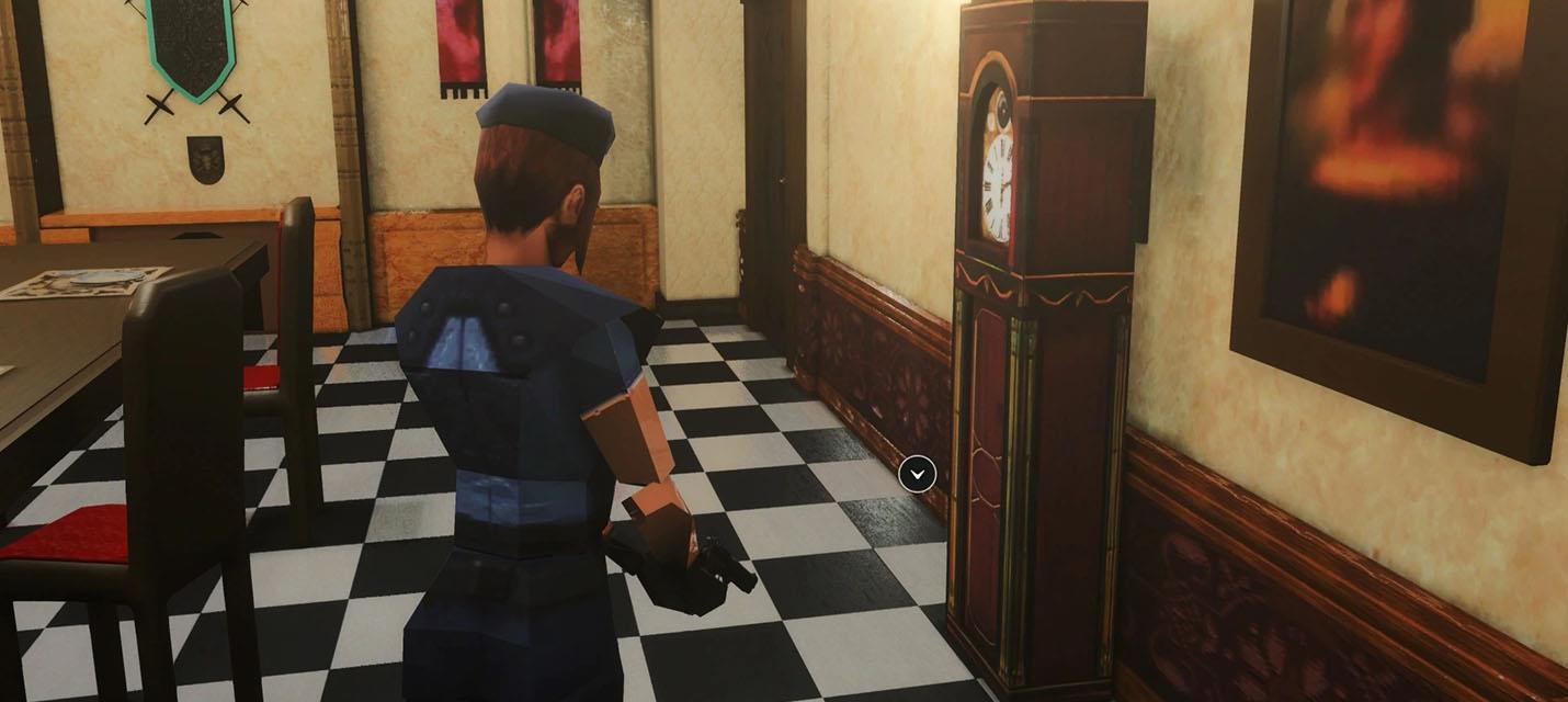 Изображение к Геймплей фанатского ремейка Resident Evil в стиле PSX и камерой от третьего лица