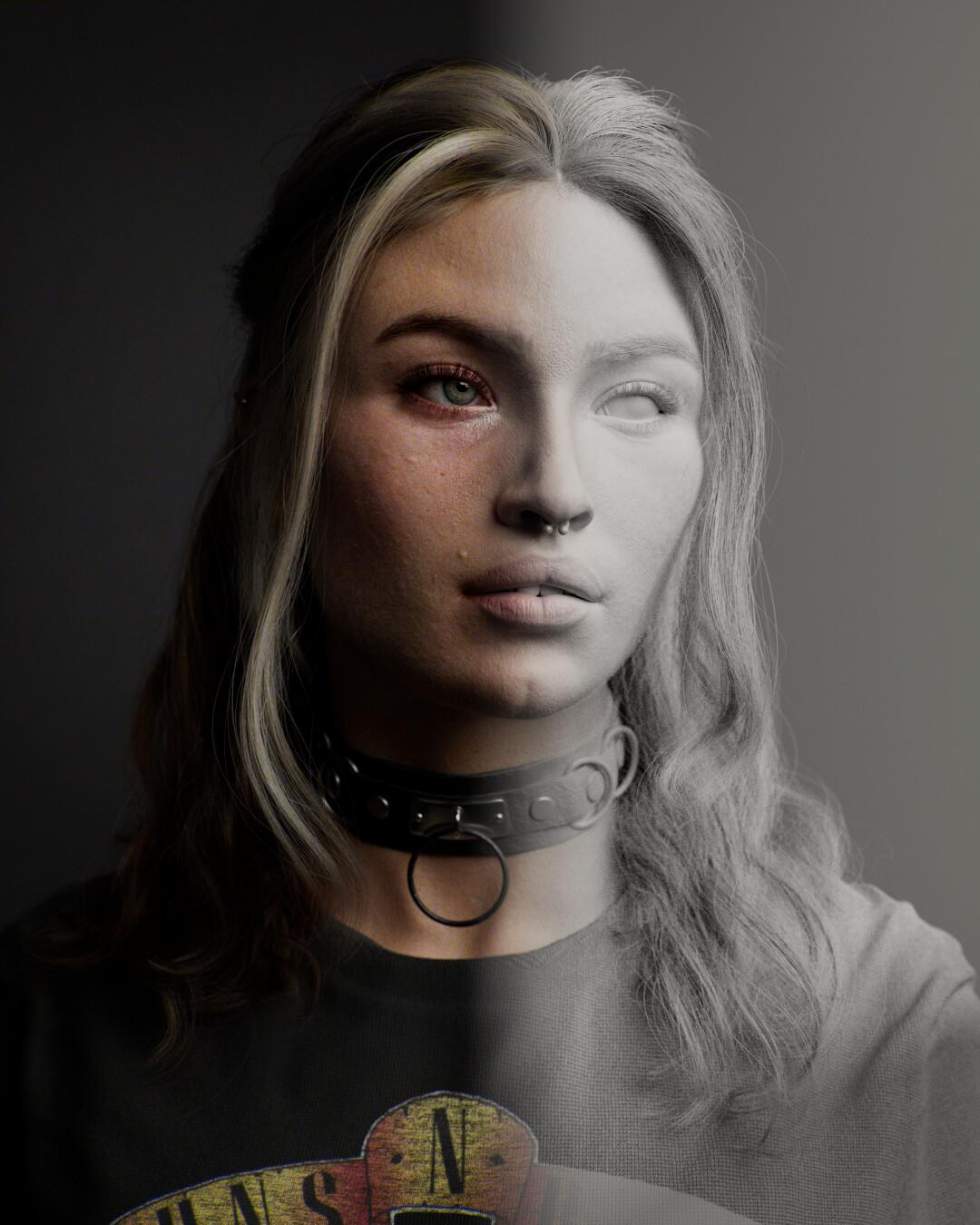 Истории - Эш — фотореалистичный портрет девушки, созданный в Maya - screenshot 4