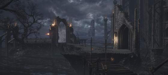 Дождливая локация в геймпленом ролике Dark Souls: Archthrones