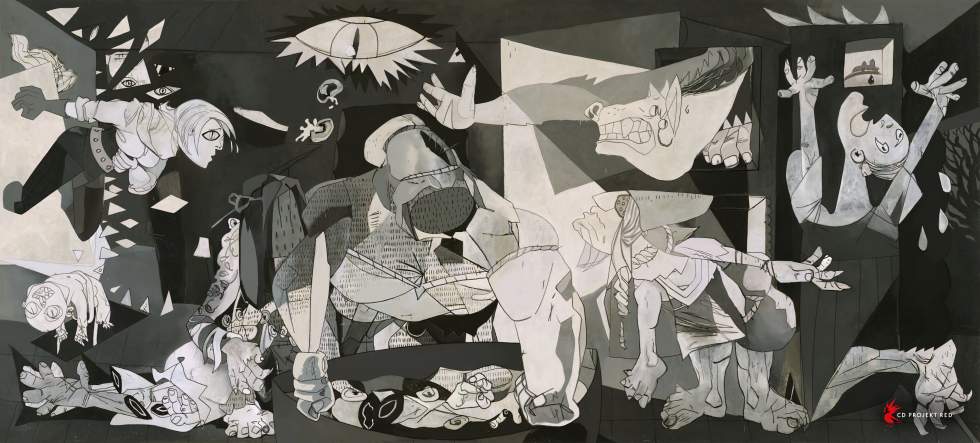 Приключения Цири в Велене в стиле «Герники» Пабло Пикассо