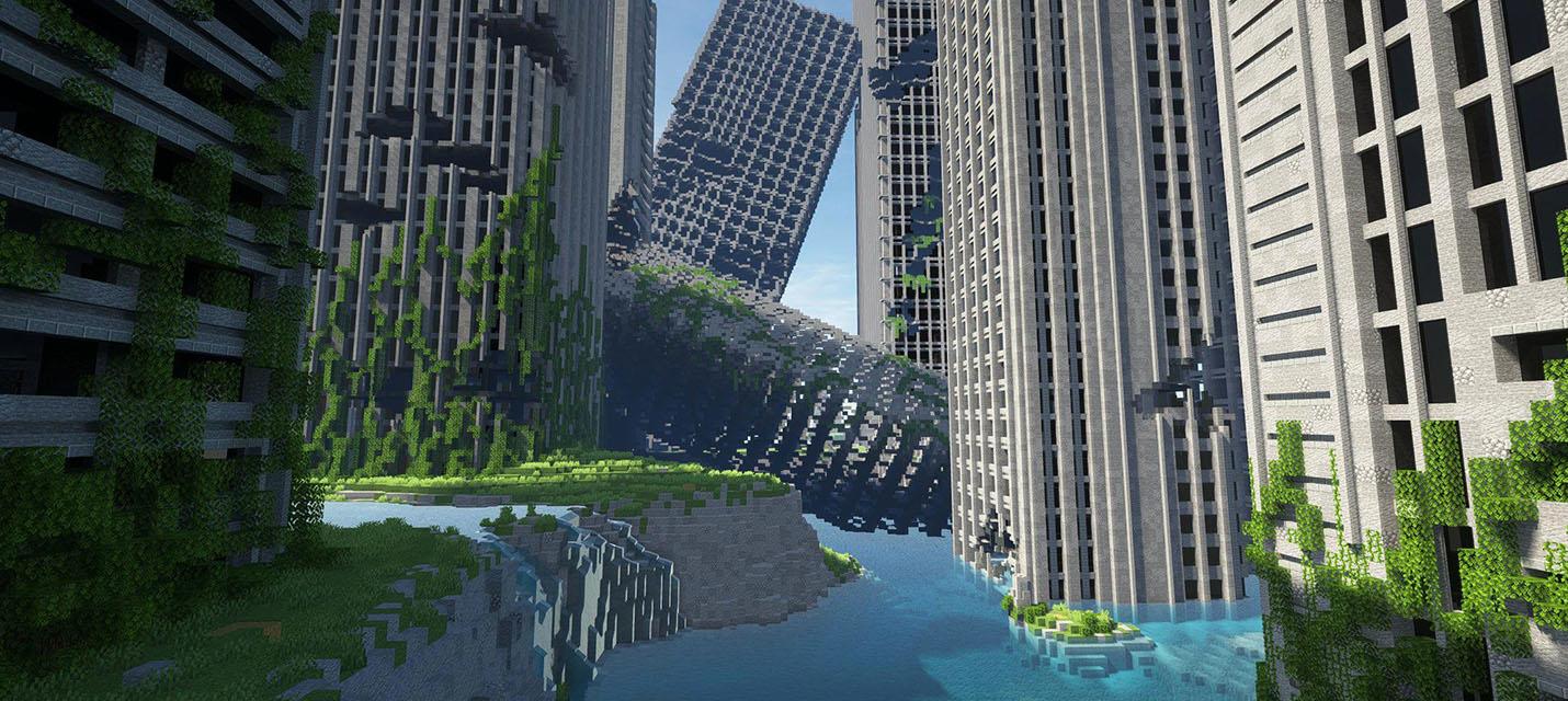 Изображение к В Minecraft построили заброшенный мегаполис