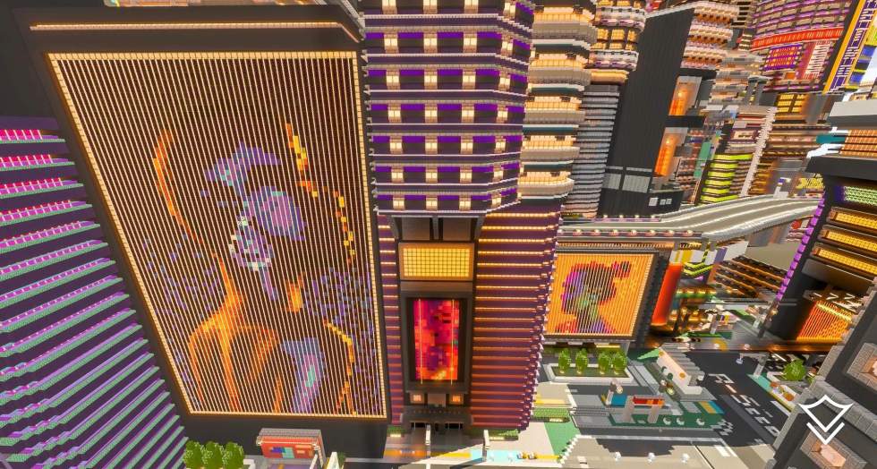 В Minecraft построили город в стиле Cyberpunk 2077