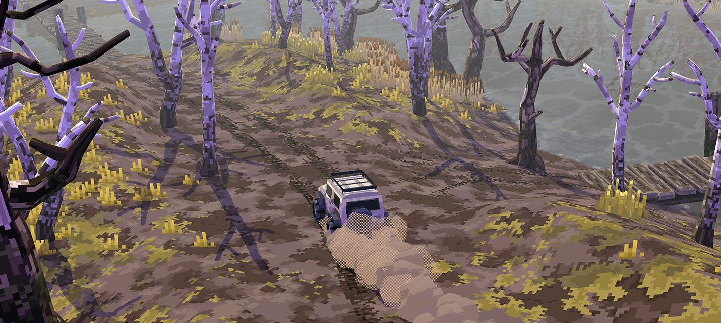 Изображение к Анонсирован Garbage Country — созерцательный «симулятор езды» по пиксельной пустыне