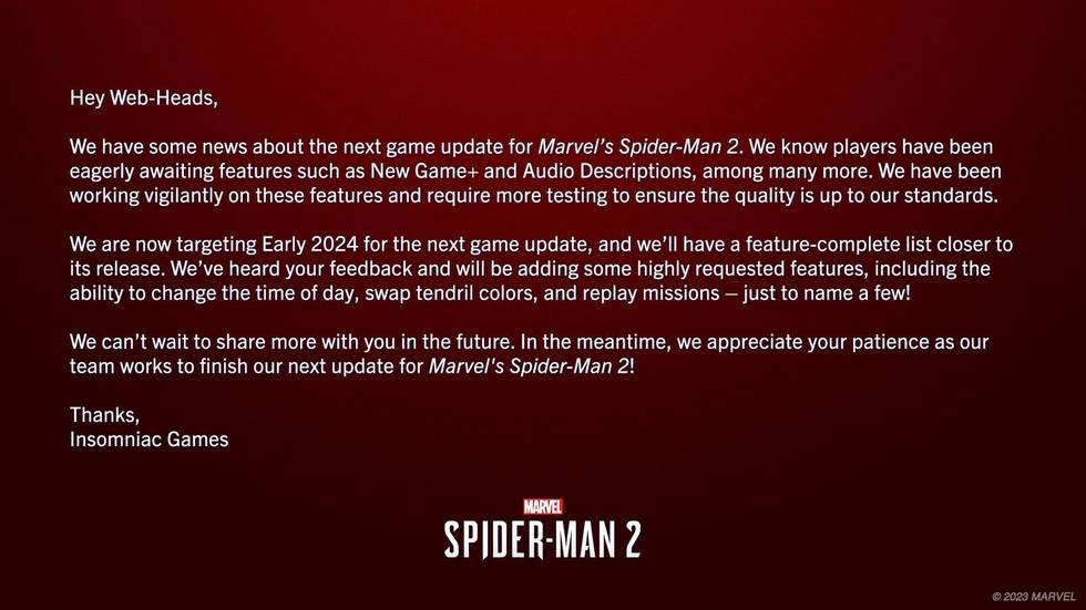 Режим «новой игры+» появится в Marvel's Spider-Man 2 только в 2024, па