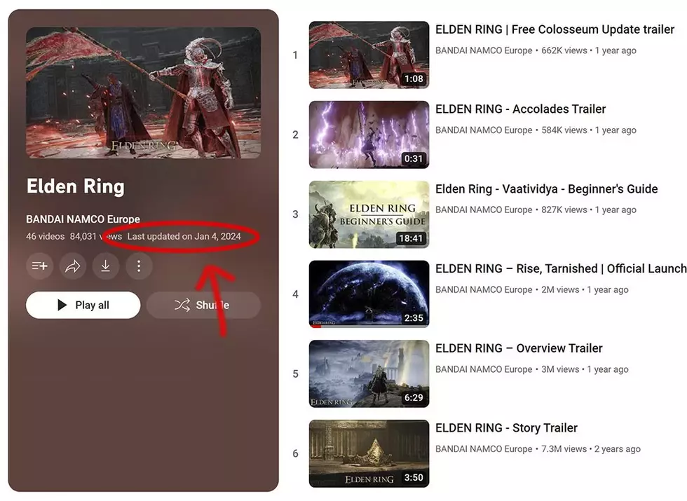 Elden Ring - Bandai Namco обновила на Youtube плейлисты Elden Ring - screenshot 1