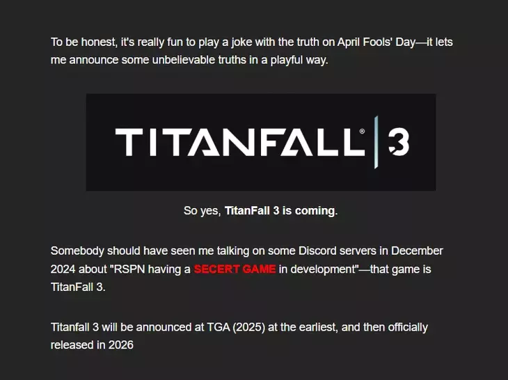 Инсайдеры уверяют, что Titanfall 3 всё ещё в разработке — анонс может состояться на TGA 2025