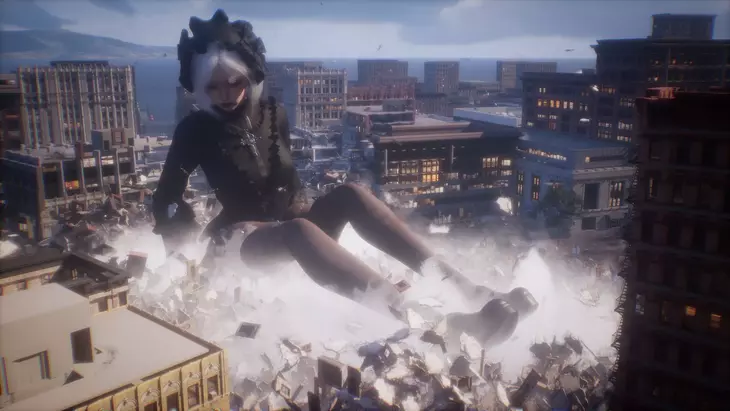 Новые кадры Giantess Playground — игры про нашествие гигантской девушки, разрушающей город