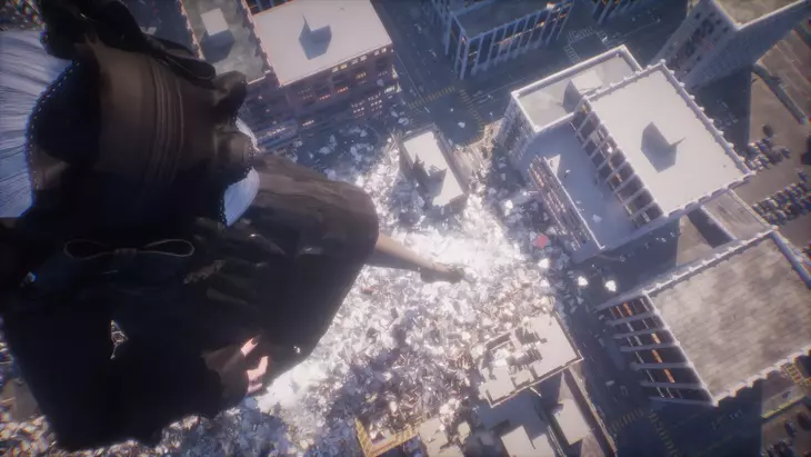 Новые кадры Giantess Playground — игры про нашествие гигантской девушки, разрушающей город