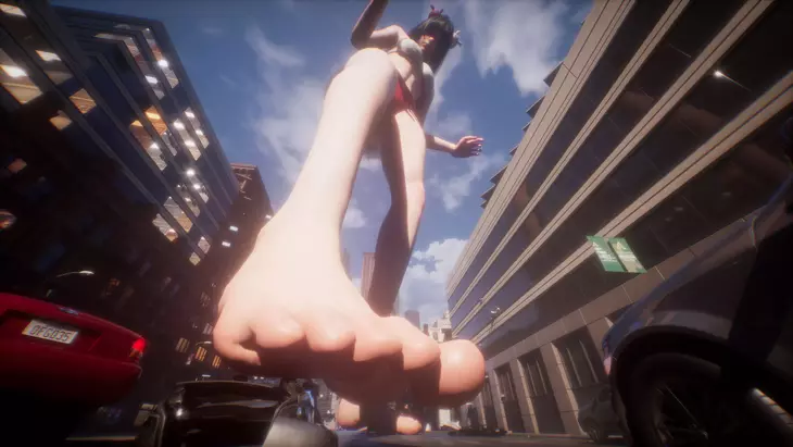 Новые кадры Giantess Playground — игры про нашествие гигантской девушки, разрушающей город