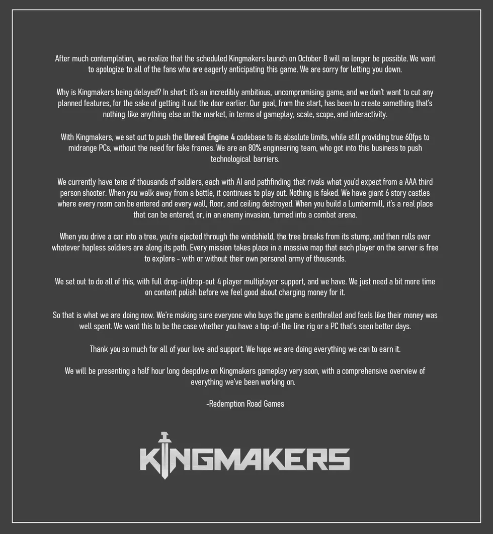 Гибрид экшена и стратегии Kingmakers не выйдет 8 октября