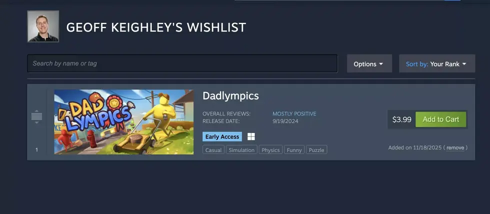 Джефф Кили поклялся, что не скрывает Half-Life 3 в вишлисте Steam, показал скриншот, но ему не поверили