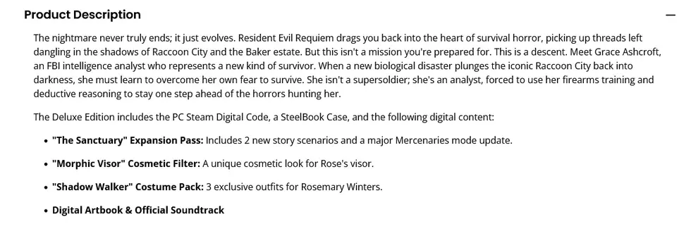 Согласно описанию с сайта ритейлера, в Resident Evil Requiem появится второй играбельный персонаж — Розмари Уинтерс