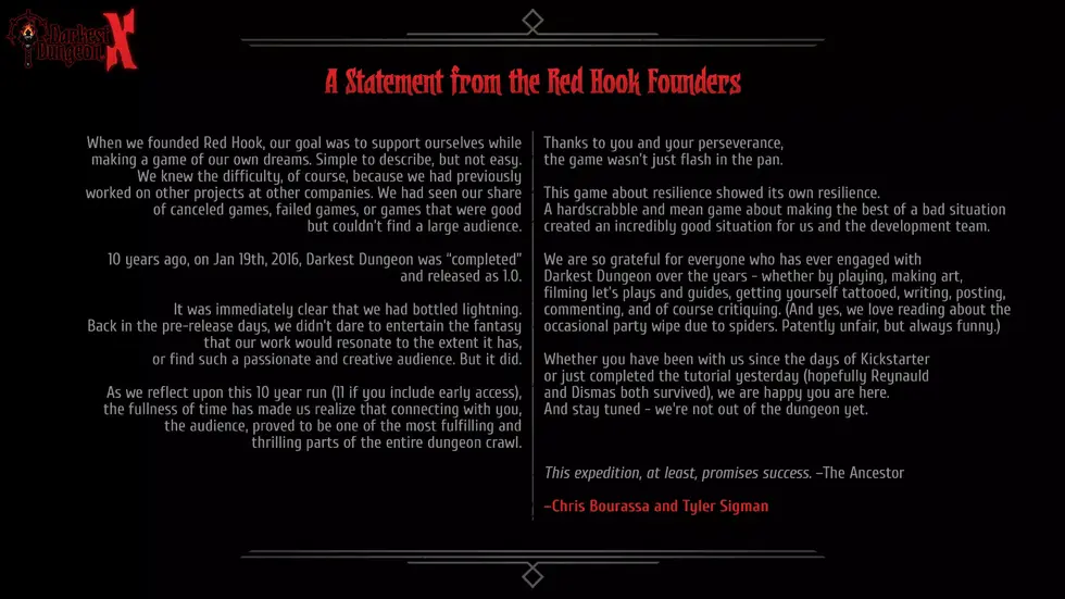 Создатели Darkest Dungeon в честь юбилея первой игры намекнули на дальнейшее развитие вселенной