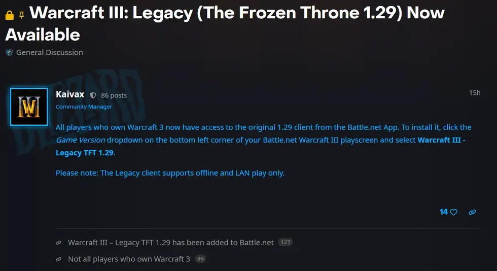 Warcraft 3 Legacy вернулась в Battle.net — клиент версии 1.29 снова доступен