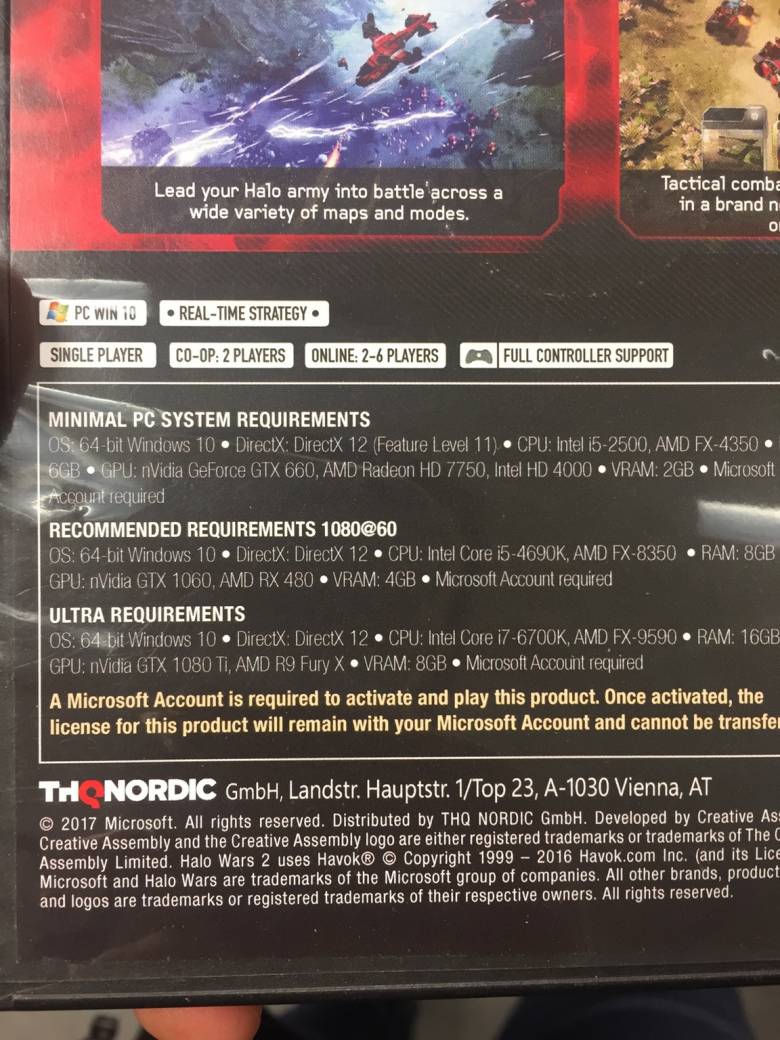 343 industries - Официальные системные требования Halo Wars 2 слили информацию о неанонсированной GPU - screenshot 1