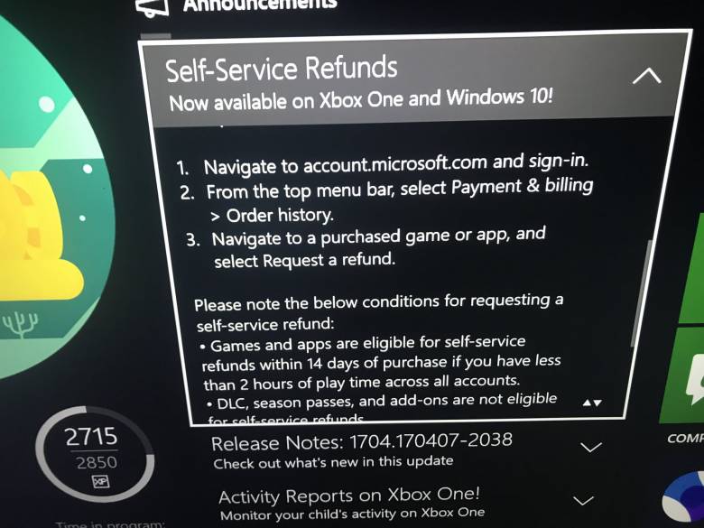 Xbox One - Теперь вы сможете возвращать цифровые версии игр купленные в Xbox Live и Windows Store - screenshot 1